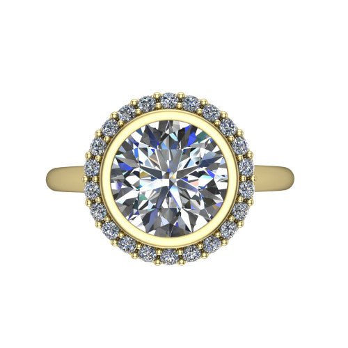 Remi Round Shape Halo Engagement Ring in 14K Yellow Gold