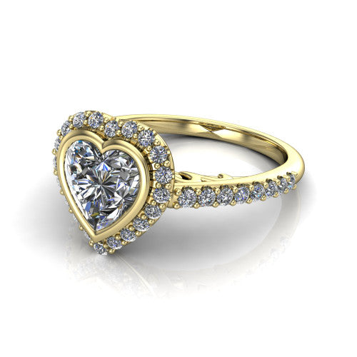 Lucia Heart Shape Halo Engagement Ring in 14K Yellow Gold