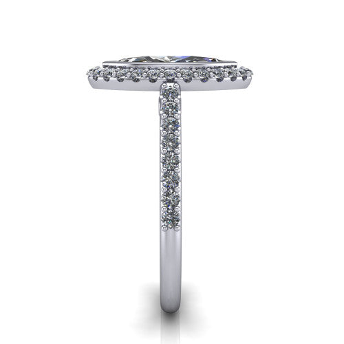 Lucia Marquise Shape Halo Engagement Ring in Platinum