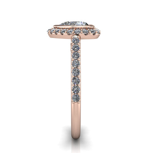 Lucia Heart Shape Halo Engagement Ring in 14K Rose Gold
