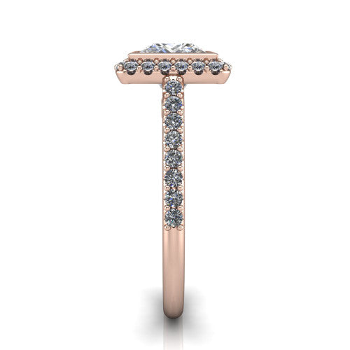 Lucia Princess Shape Halo Engagement Ring in 14K Rose Gold