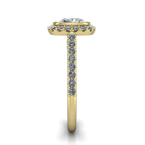 Lucia Cushion Shape Halo Engagement Ring in 14K Yellow Gold
