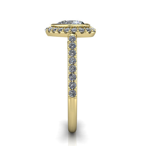 Lucia Heart Shape Halo Engagement Ring in 14K Yellow Gold