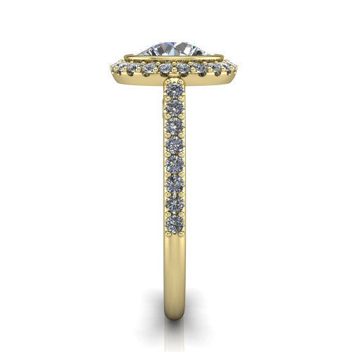 Lucia Round Shape Halo Engagement Ring in 14K Yellow Gold