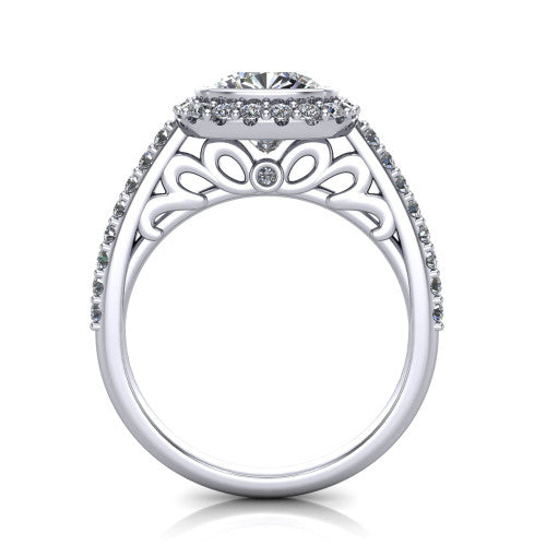 Lucia Cushion Shape Halo Engagement Ring in Platinum