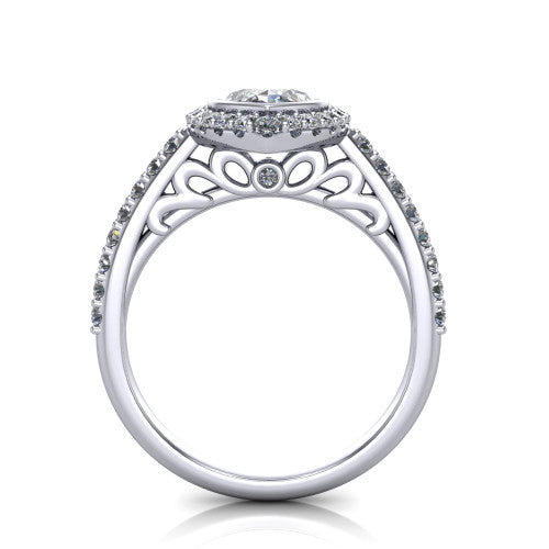 Lucia Marquise Shape Halo Engagement Ring in 14K White Gold