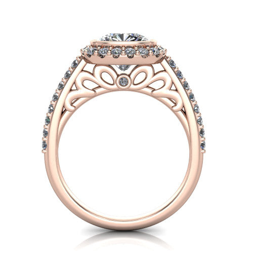 Lucia Cushion Shape Halo Engagement Ring in 18K Rose Gold
