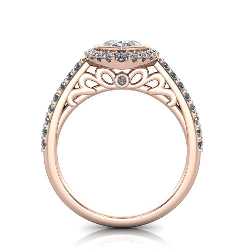 Lucia Marquise Shape Halo Engagement Ring in 18K Rose Gold