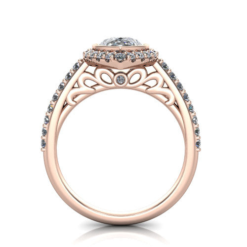 Lucia Pear Shape Halo Engagement Ring in 18K Rose Gold