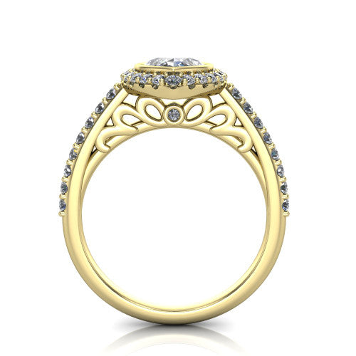 Lucia Marquise Shape Halo Engagement Ring in 14K Yellow Gold