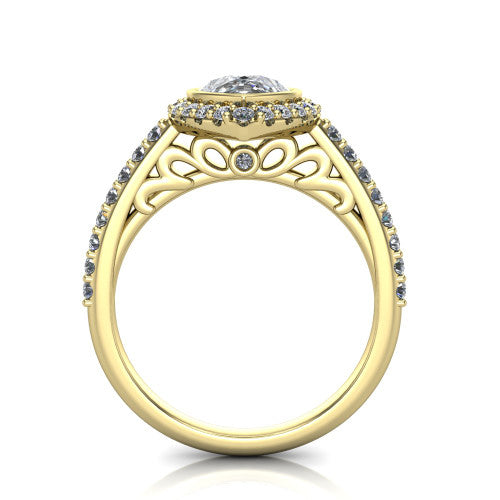 Lucia Pear Shape Halo Engagement Ring in 14K Yellow Gold