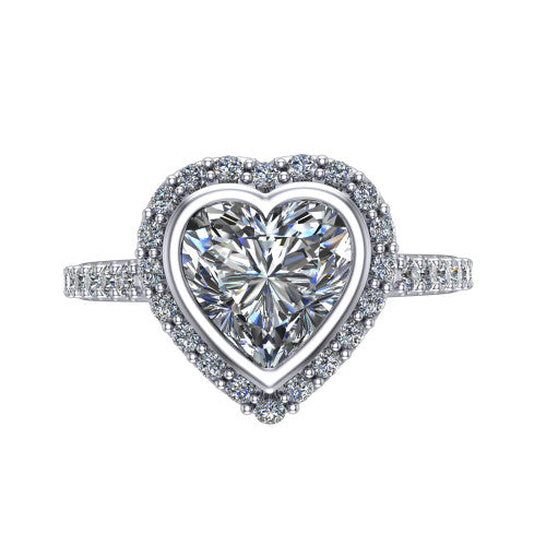 Lucia Heart Shape Halo Engagement Ring in Platinum