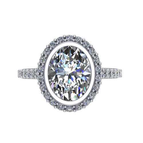 Lucia Oval Shape Halo Engagement Ring in Platinum