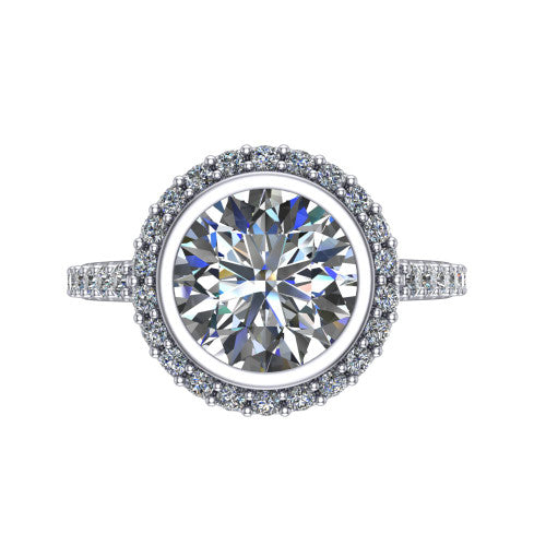 Lucia Round Shape Halo Engagement Ring in Platinum