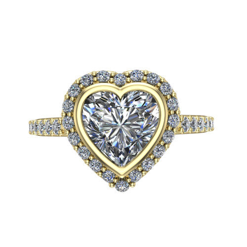Lucia Heart Shape Halo Engagement Ring in 18K Yellow Gold