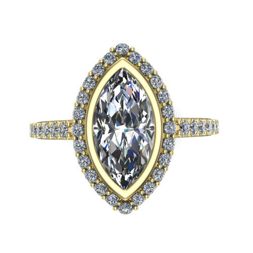 Lucia Marquise Shape Halo Engagement Ring in 14K Yellow Gold