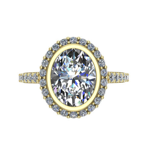 Lucia Oval Shape Halo Engagement Ring in 14K Yellow Gold