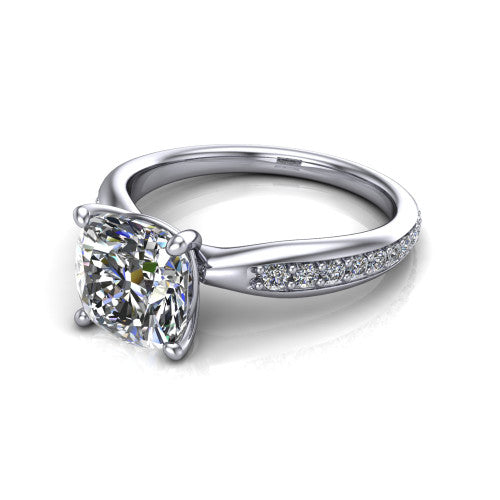 Eliza Cushion Shape Classic Engagement Ring in Platinum