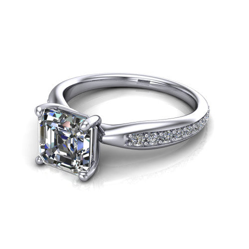 Eliza Square Emerald Shape Classic Engagement Ring in Platinum