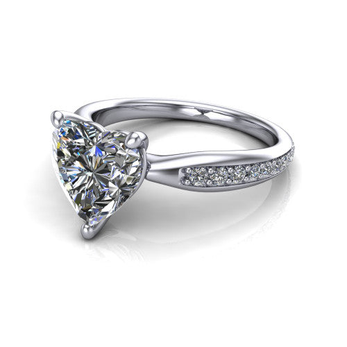 Eliza Heart Shape Classic Engagement Ring in 14K White Gold