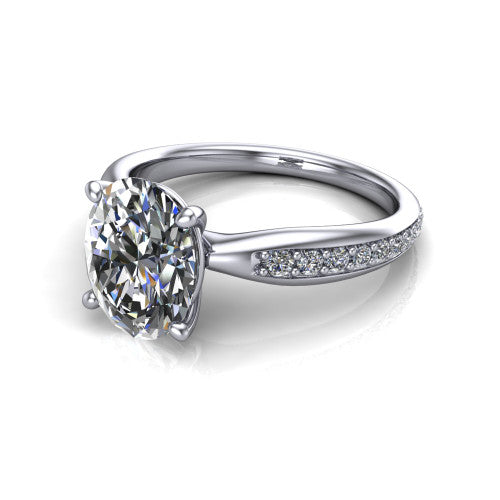 Eliza Oval Shape Classic Engagement Ring in 14K White Gold