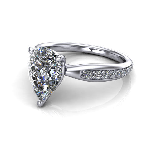 Eliza Pear Shape Classic Engagement Ring in 14K White Gold