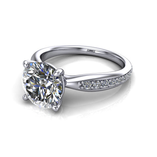 Eliza Round Shape Classic Engagement Ring in 14K White Gold