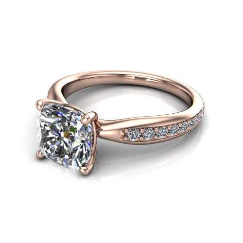 Eliza Cushion Shape Classic Engagement Ring in 18K Rose Gold