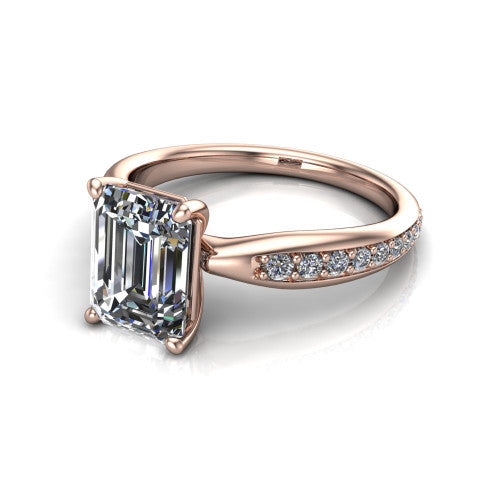 Eliza Emerald Shape Classic Engagement Ring in 18K Rose Gold