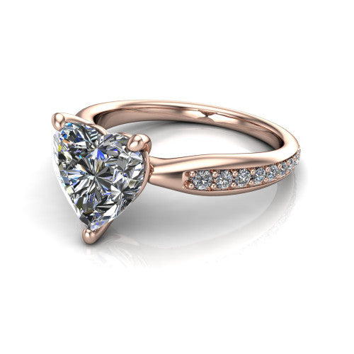 Eliza Heart Shape Classic Engagement Ring in 14K Rose Gold