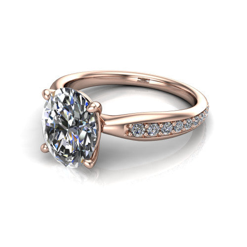 Eliza Oval Shape Classic Engagement Ring in 18K Rose Gold