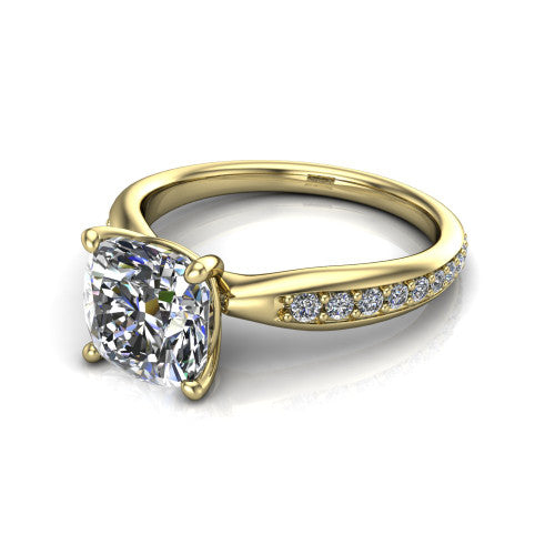 Eliza Cushion Shape Classic Engagement Ring in 14K Yellow Gold