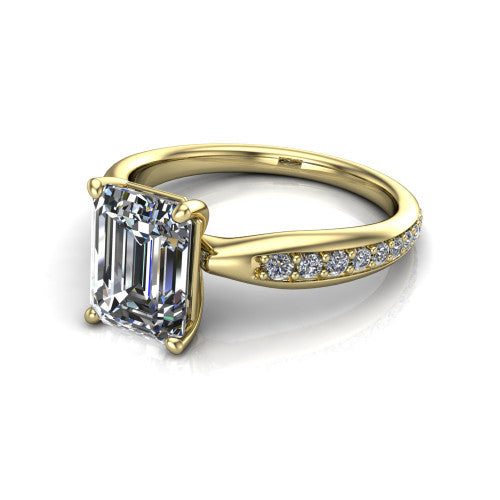 Eliza Emerald Shape Classic Engagement Ring in 14K Yellow Gold