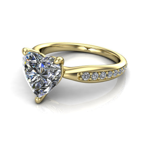 Eliza Heart Shape Classic Engagement Ring in 18K Yellow Gold