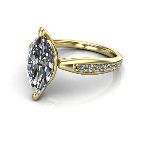 Eliza Marquise Shape Classic Engagement Ring in 14K Yellow Gold