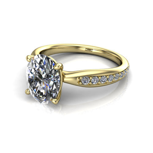 Eliza Oval Shape Classic Engagement Ring in 14K Yellow Gold