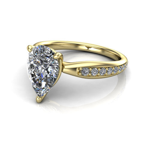 Eliza Pear Shape Classic Engagement Ring in 14K Yellow Gold