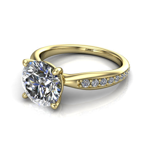 Eliza Round Shape Classic Engagement Ring in 18K Yellow Gold
