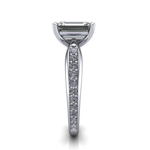 Eliza Emerald Shape Classic Engagement Ring in Platinum