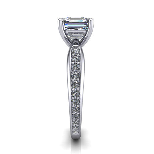 Eliza Square Emerald Shape Classic Engagement Ring in 14K White Gold