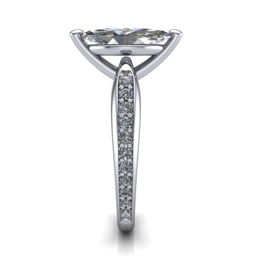 Eliza Marquise Shape Classic Engagement Ring in Platinum