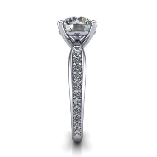Eliza Round Shape Classic Engagement Ring in 18K White Gold