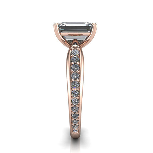 Eliza Emerald Shape Classic Engagement Ring in 18K Rose Gold