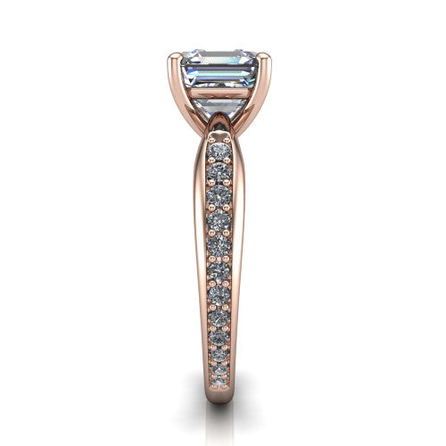 Eliza Square Emerald Shape Classic Engagement Ring in 14K Rose Gold
