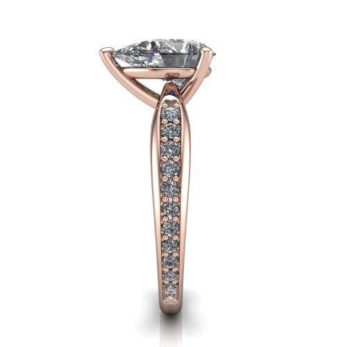 Eliza Pear Shape Classic Engagement Ring in 18K Rose Gold