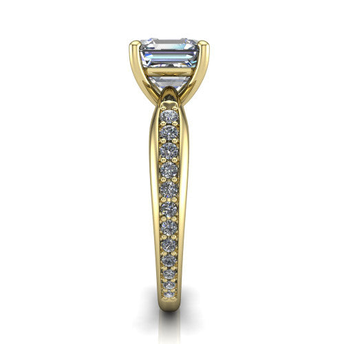 Eliza Square Emerald Shape Classic Engagement Ring in 14K Yellow Gold