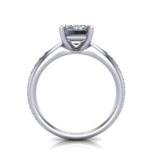 Eliza Emerald Shape Classic Engagement Ring in 14K White Gold