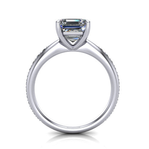 Eliza Square Emerald Shape Classic Engagement Ring in Platinum