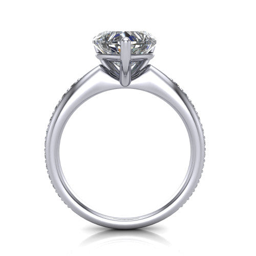 Eliza Heart Shape Classic Engagement Ring in 14K White Gold