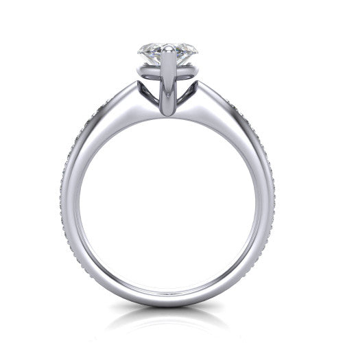 Eliza Marquise Shape Classic Engagement Ring in 18K White Gold